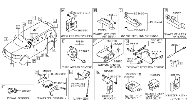 2013 Infiniti QX56  Controller Assembly-OCCUPANT Sensor Diagram for 988561V90A