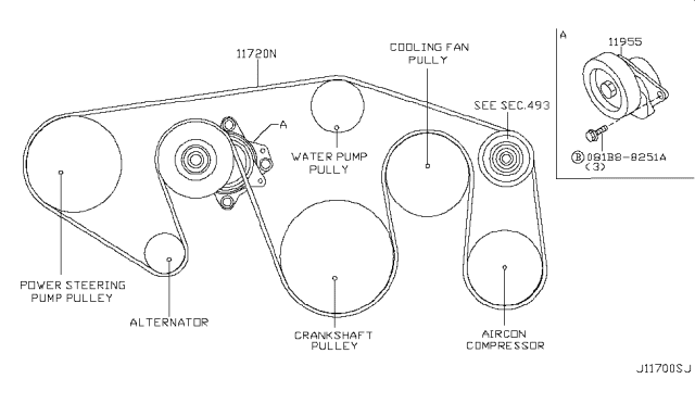 2015 Infiniti QX80  Fan & Alternator Belt Diagram for 117201LA0A
