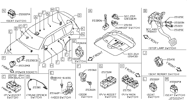 2015 Infiniti QX80 Switch Assembly-Data Comm Module Diagram for 253B01MA1A