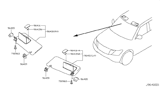 2018 Infiniti QX80 Lens-Vanity Mirror Diagram for 264431LA0A
