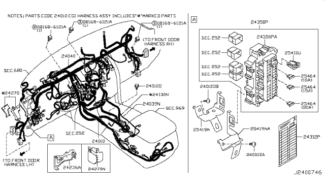 2019 Infiniti QX80 Protector-Harness Diagram for 242701LA0A