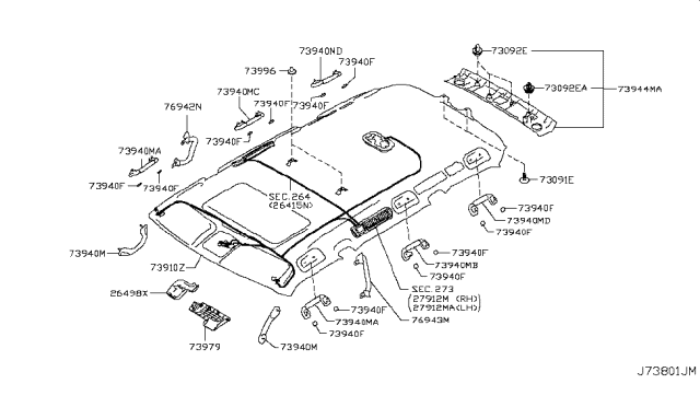 2018 Infiniti QX80 Assist Grip Assy Diagram for 739401LA1B