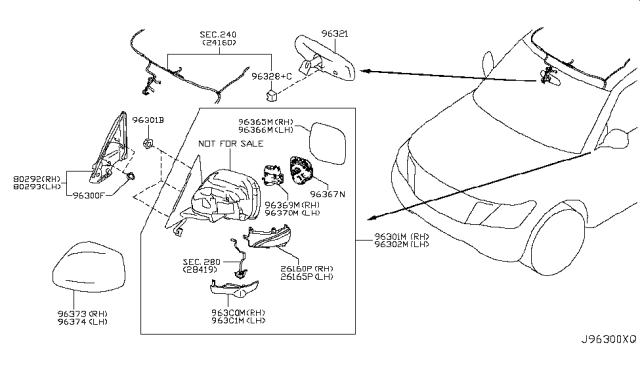 2018 Infiniti QX80  Glass - Mirror, LH Diagram for 963661ZR0A