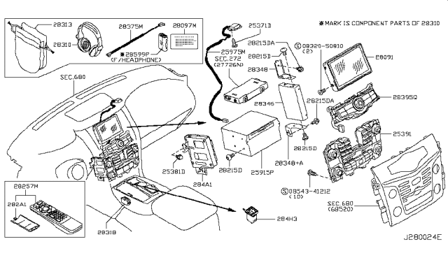 2014 Infiniti QX80 Display Unit-Av Diagram for 280911JA3A