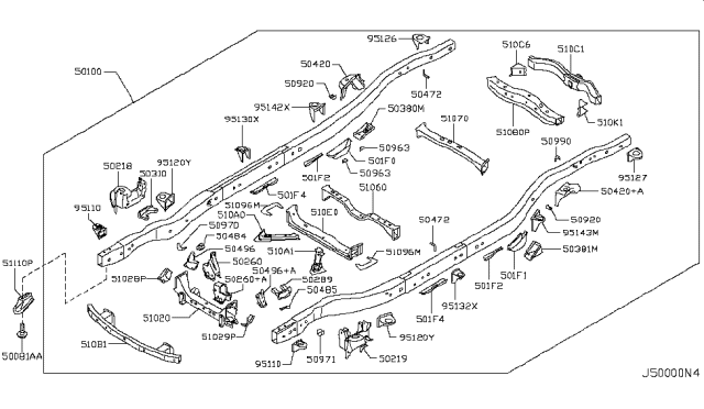 2013 Infiniti QX56  Bracket Assembly Front Suspension Mounting LH Diagram for 502191LA0A