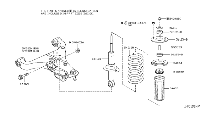 2017 Infiniti QX80  Front Spring Diagram for 540101LD4D