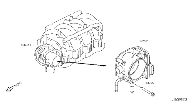 2017 Infiniti QX80  Chamber Assy Throttle Diagram for 161191LA0D