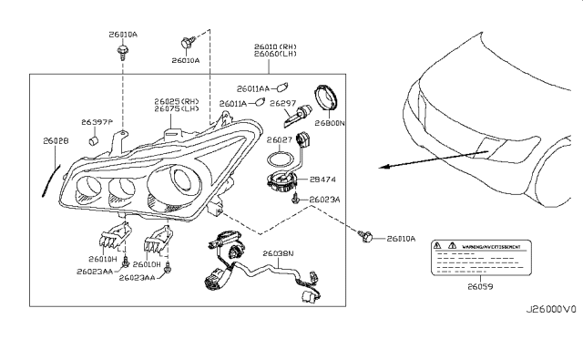 2012 Infiniti QX56  Clip Diagram for 62228JK00A