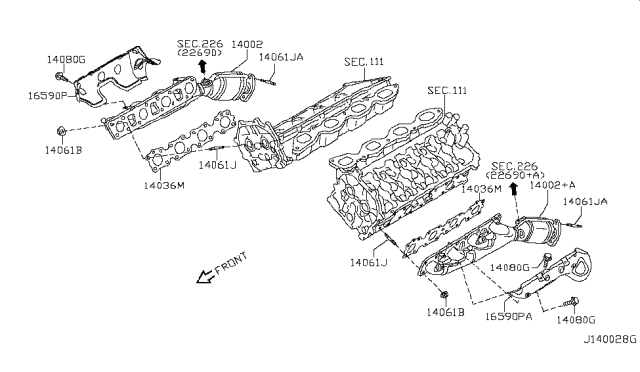 2015 Infiniti QX80  Cover-Exhaust Manifold Diagram for 165901LA0A