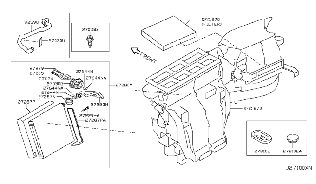 2016 Infiniti QX80  EVAPOLATOR Assembly-Front Diagram for 272801LA0C