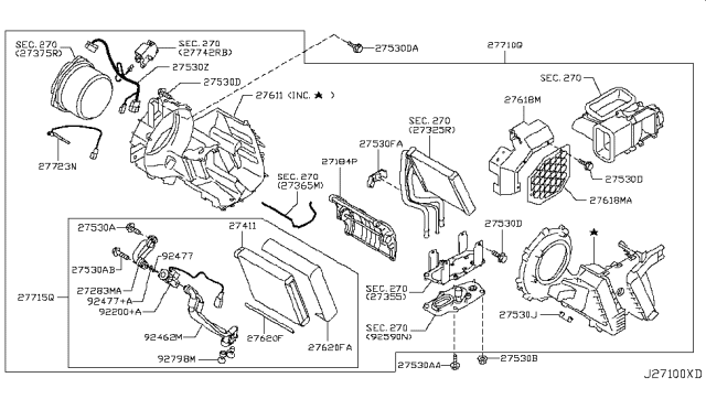 2016 Infiniti QX80  Evaporator Assy-Rear Diagram for 274111PA0A