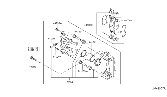 2011 Infiniti QX56  Rear Disc Brake Pad Kit Diagram for D40601LB8E
