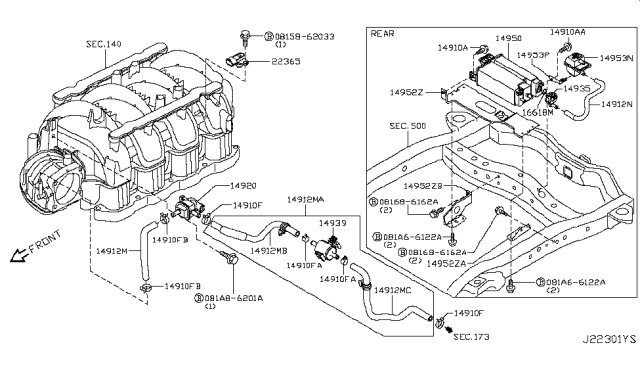 2016 Infiniti QX80  Tube EVAPORATOR Control Diagram for 149121LA0E