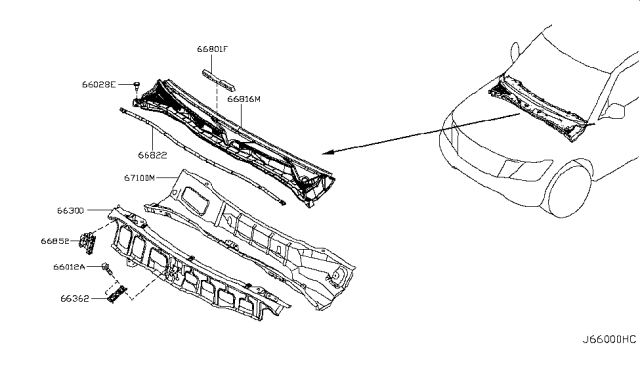2017 Infiniti QX80  Dash Assembly Upper Diagram for 671001LA1A