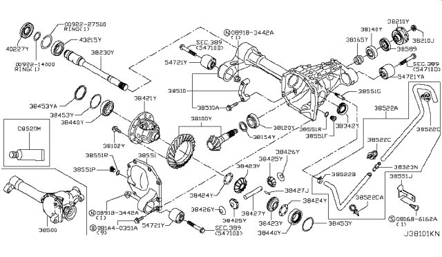 2018 Infiniti QX80  Bearing-Side Shaft Diagram for 38440EA500