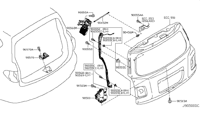 2017 Infiniti QX80  Drive Unit-Power Back Door Diagram for 905606GW0A