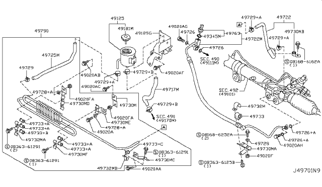 2014 Infiniti QX80  Bracket-Tube Diagram for 49730VB000