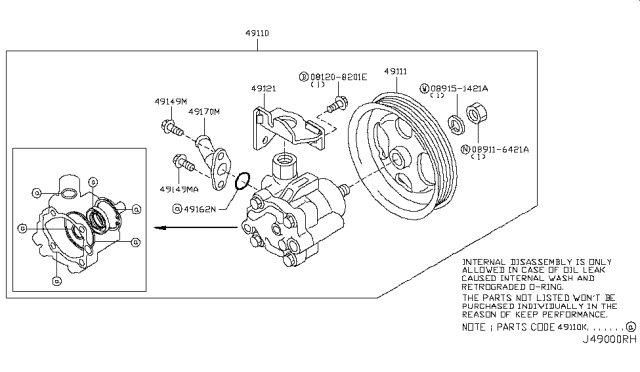 2019 Infiniti QX80  Connector Assy-Power Steering Pump Diagram for 491617S000