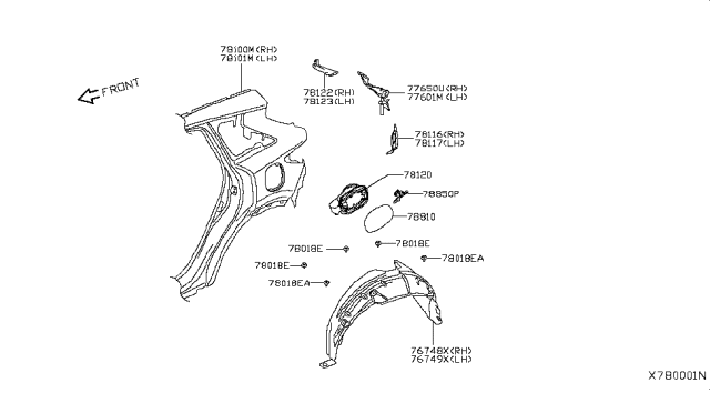 2019 Infiniti QX50 Lid Assy-Fuel Filler Diagram for 788325NA0H