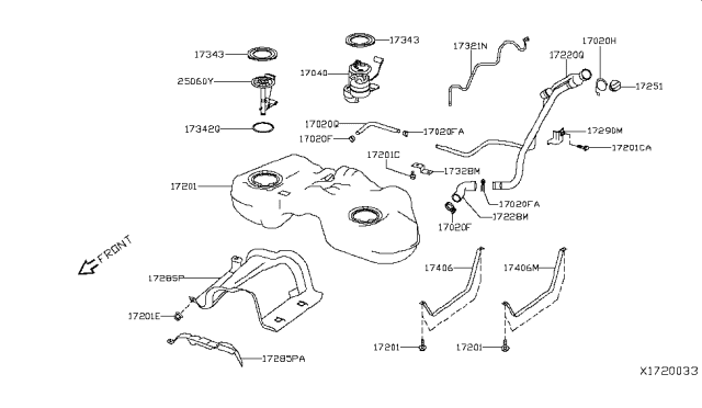 2019 Infiniti QX50  Tube Assy-Filler Diagram for 172215NA0A