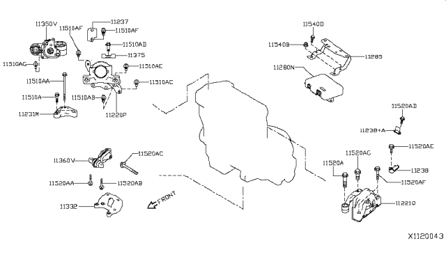 2019 Infiniti QX50  Insulator-Engine Mounting, LH Diagram for 112205NA0A