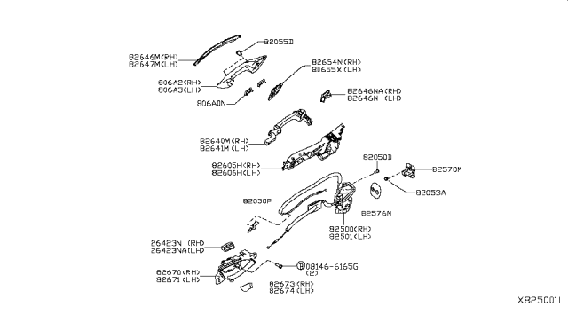 2019 Infiniti QX50  Controller-Lock & Remote, Rear Door RH Diagram for 825005NA0A