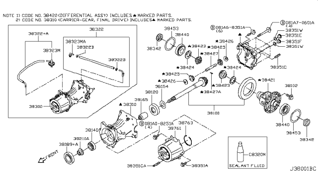 2019 Infiniti QX50  Stud Rear Cover Diagram for 383544N20A