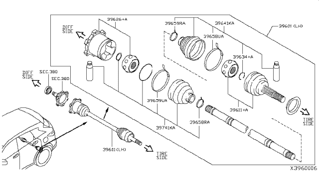 2019 Infiniti QX50 Repair Kit-Dust Boot, Rear Drive Shaft Diagram for C97412U60A