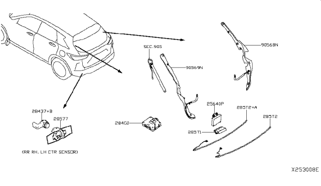 2019 Infiniti QX50 BUZZER Assembly-Back Door Lock Diagram for 256405NA0B