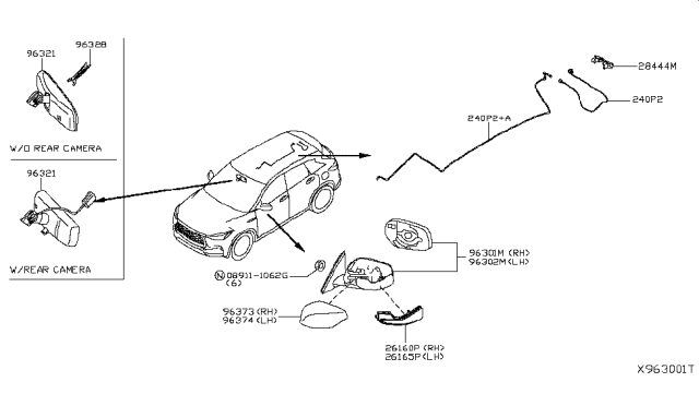 2019 Infiniti QX50 Inside Mirror Body Cover, Right Diagram for 963735NA0H