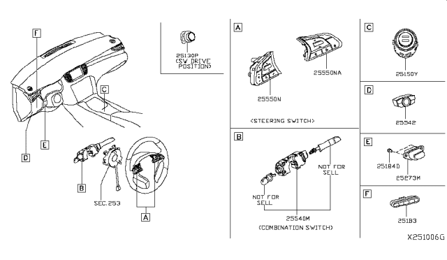 2019 Infiniti QX50  Switch Assy-3 Functions Diagram for 251B35NA5A