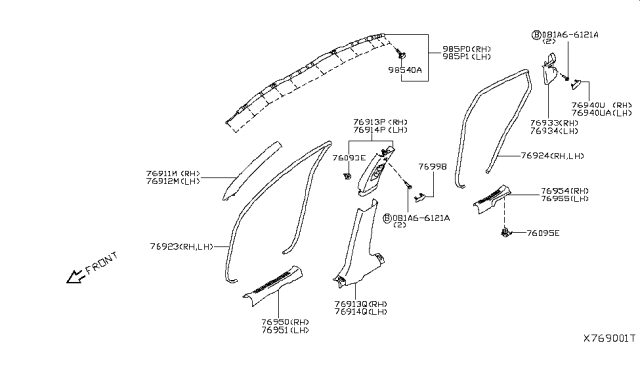 2019 Infiniti QX50 Plate-Kicking, Front RH Diagram for 769B45NA0A