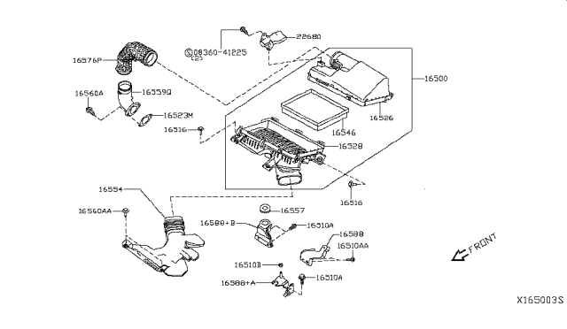 2019 Infiniti QX50  Air Duct Diagram for 165765NA1B
