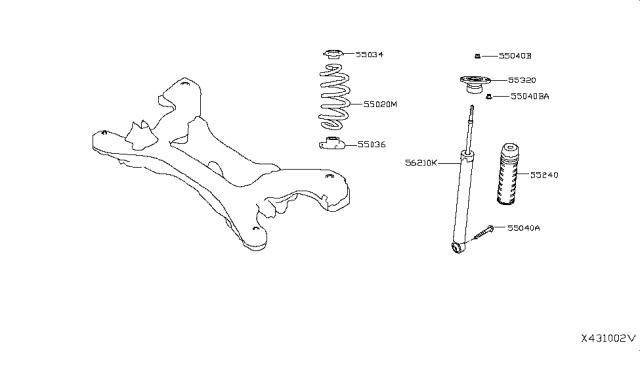 2019 Infiniti QX50  Rear Suspension Spring Diagram for 550205NM0D