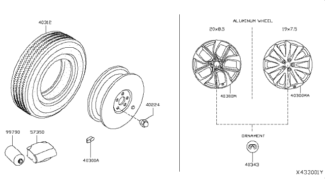 2019 Infiniti QX50  Aluminum Wheel Diagram for 403005NA0A