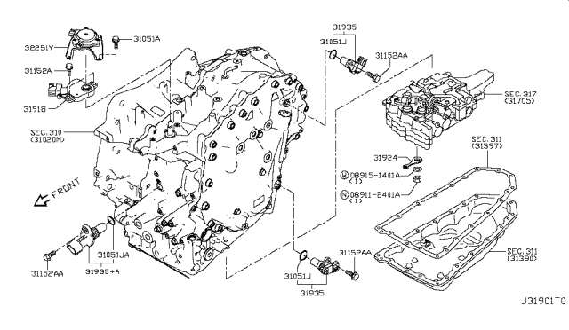 2019 Infiniti QX50  Seal-O Ring 12S Diagram for 315261XG0C