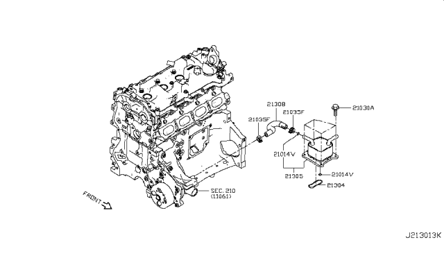 2019 Infiniti QX50  Oil Cooler Assy Diagram for 213055NA0A