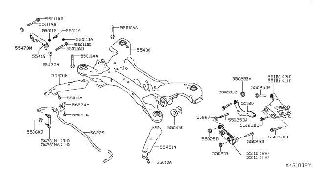 2019 Infiniti QX50 Nut Diagram for 01223N2011