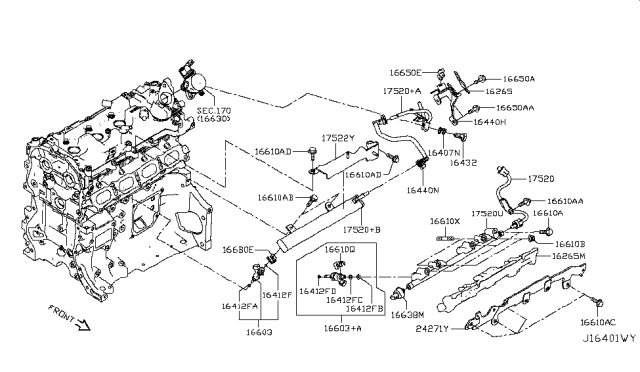 2019 Infiniti QX50  Tube Assy-Fuel Diagram for 175205NA2A