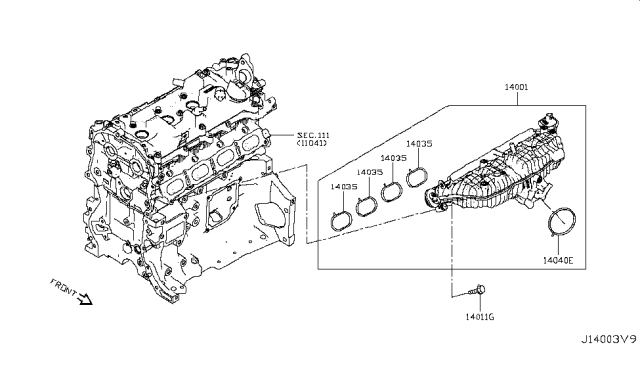 2019 Infiniti QX50 Manifold Assy-Intake Diagram for 140015NA0B