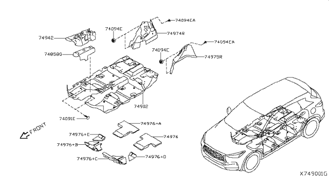 2019 Infiniti QX50  Insulator-Rear Wheel House, Inner LH Diagram for 749755NA0A