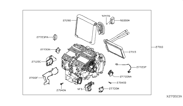 2019 Infiniti QX50  Evaporator Assy-Front Diagram for 272805NA0A