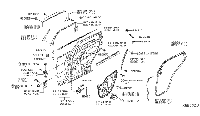 2019 Infiniti QX50  Cover-Hole Diagram for 64891F4000
