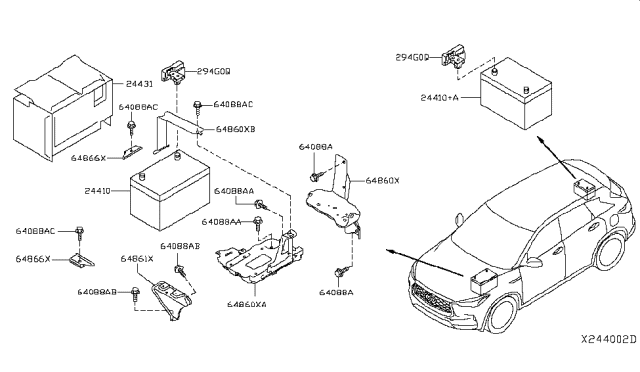 2019 Infiniti QX50  Bracket Assembly-Battery Mounting Diagram for F48605NAAH