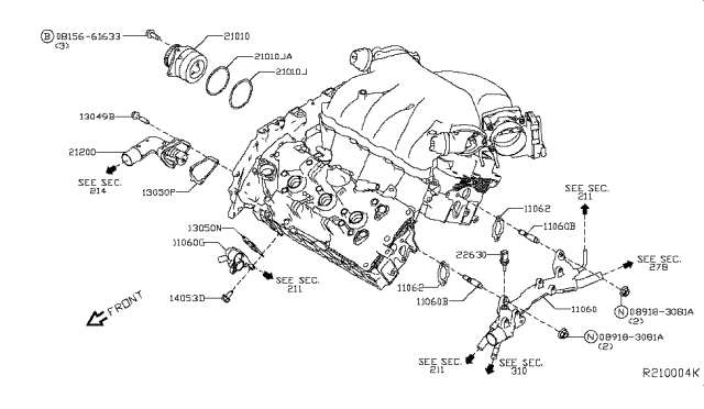 2017 Infiniti QX60  Pump Assy-Water Diagram for 210106KA0A