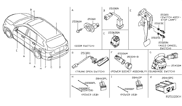 2019 Infiniti QX60  Jack-Usb Diagram for 284H39NR0A