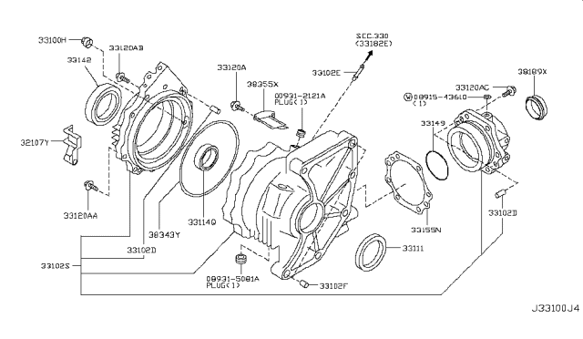 2013 Infiniti JX35  Seal-O Ring, Pinion Shaft Sleeve Diagram for 331495V210
