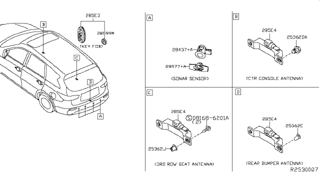 2019 Infiniti QX60  GROMMET Screw Diagram for 0128100331