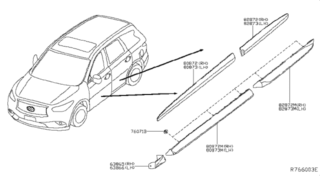 2019 Infiniti QX60 Moulding-Front Fender, RH Diagram for 638723JA0A
