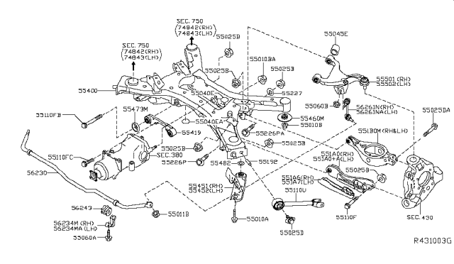2019 Infiniti QX60  Clamp STABILIZER Rear Diagram for 562333JA0B